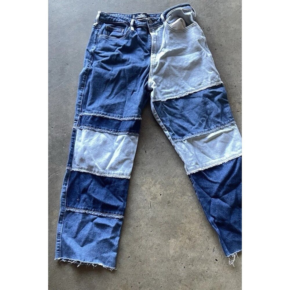 Hollister Ultra High Rise Vintage Raw Hem Women's Sz 13 31x27 Blue Patch Jeans